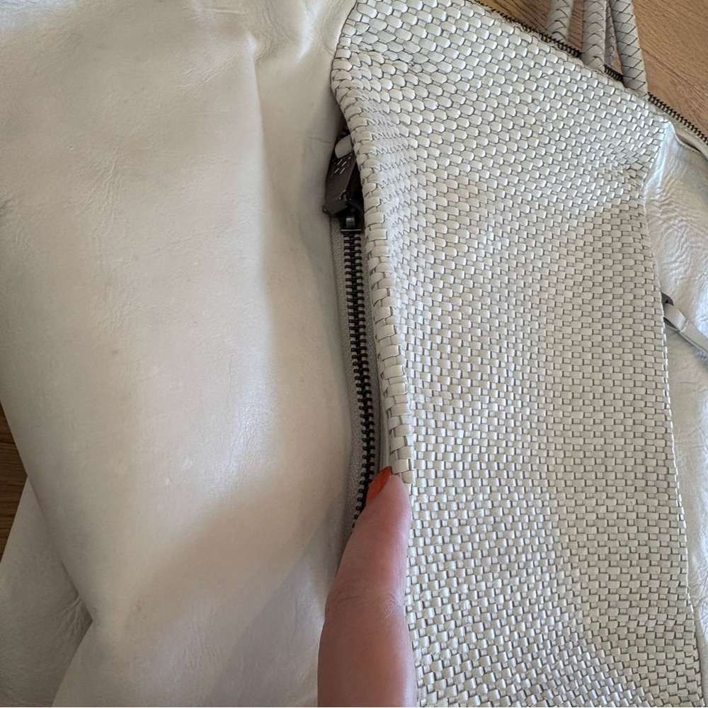 Christopher Kon Woven Leather White Tote Bag - Picture 4 of 15